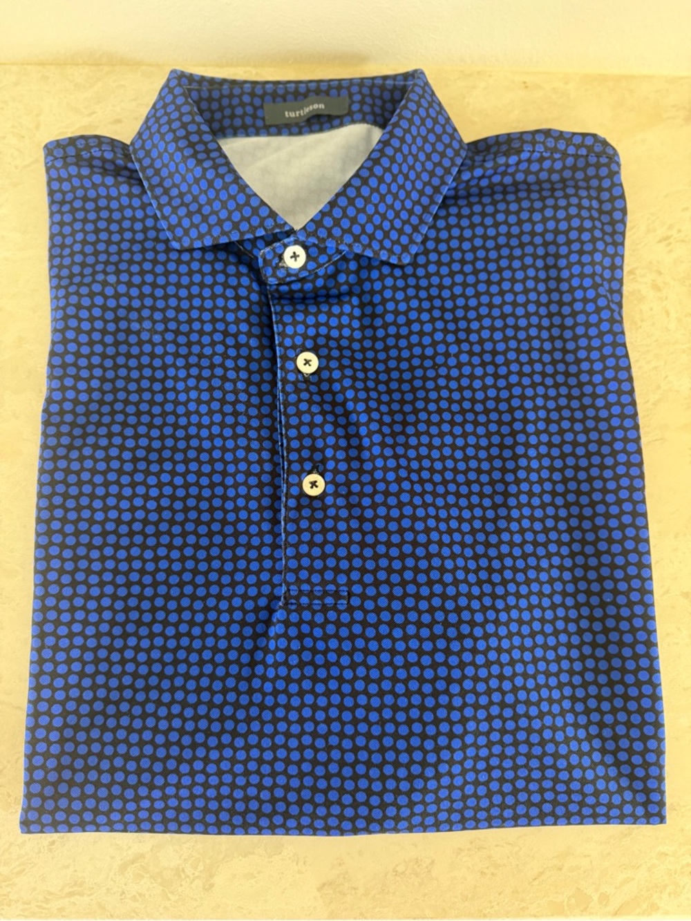 Turtleson Men’s Blue Dot-Print Polo Shirt